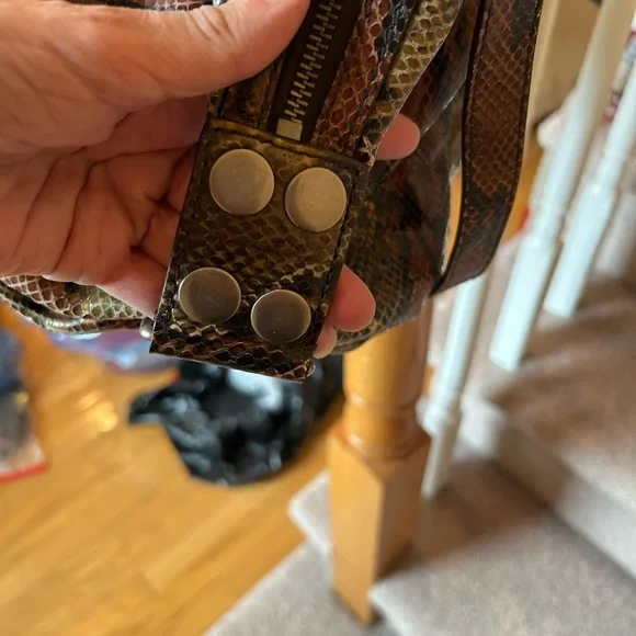 Botkier Green and Brown Satchel with Exotic Snakeskin Pattern - Picture 9 of 16